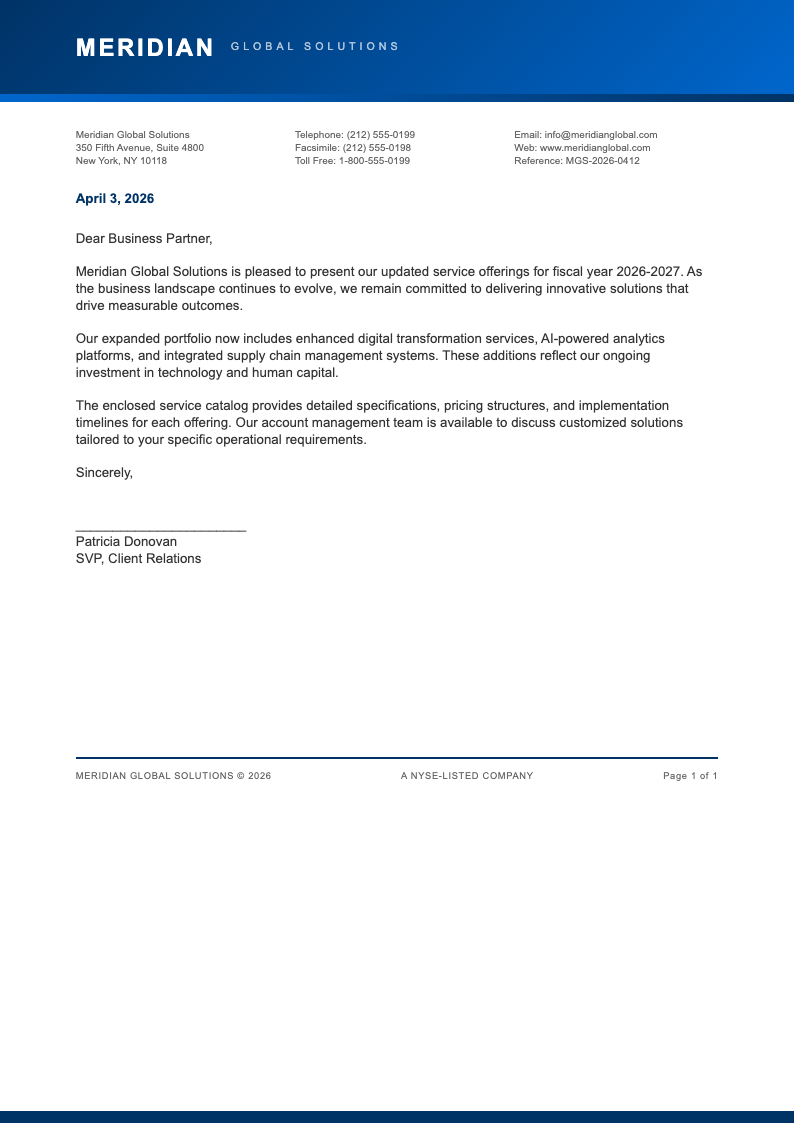 Corporate standard decorative letterhead